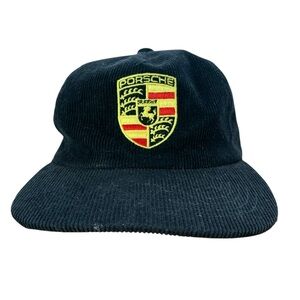 🏁 Vintage Porsche Black Corduroy Cap – EUC – Embroidered Logo 🏁